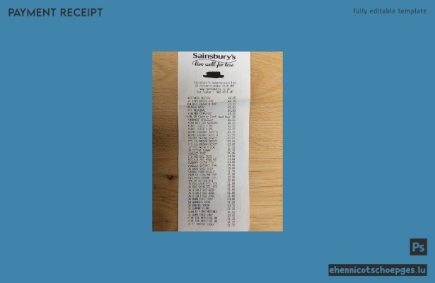Beispiel eines Zahlungsbelegs von Sainsbury's (Vorschau)